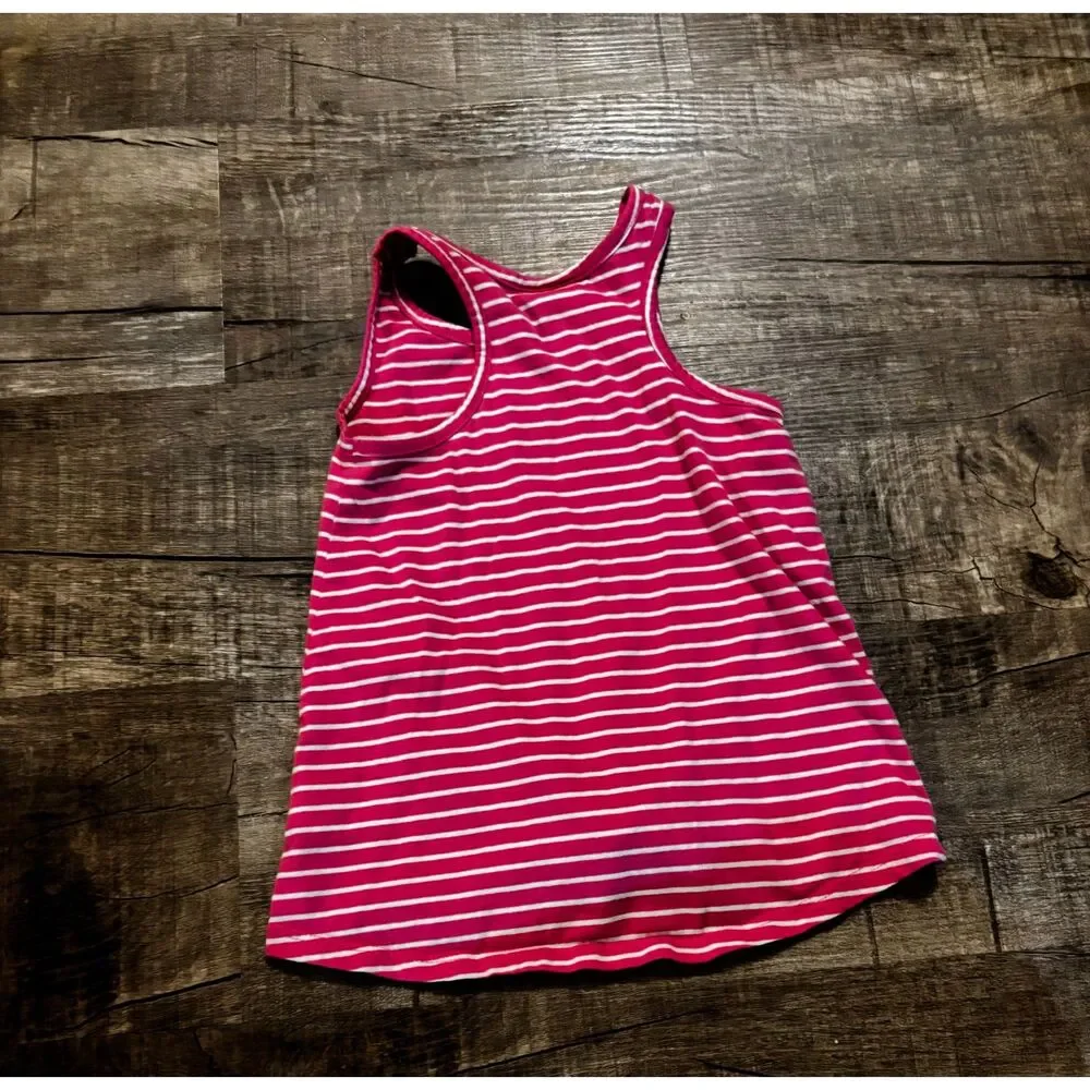 Girls Juicy Couture Tank Top Size 6 Pink White Striped Logo Tie‎ Front